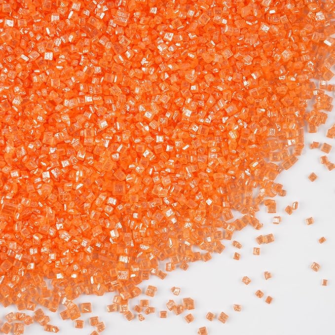 Orange Sanding Sugar Sprinkles, 5.3 oz Edible Sparkling Sugar Crystals for Baking Topping, Cupcakes, Cookies, Ice Cream & Cake Decorating, Wedding Party Halloween Thanksgiving Supplies