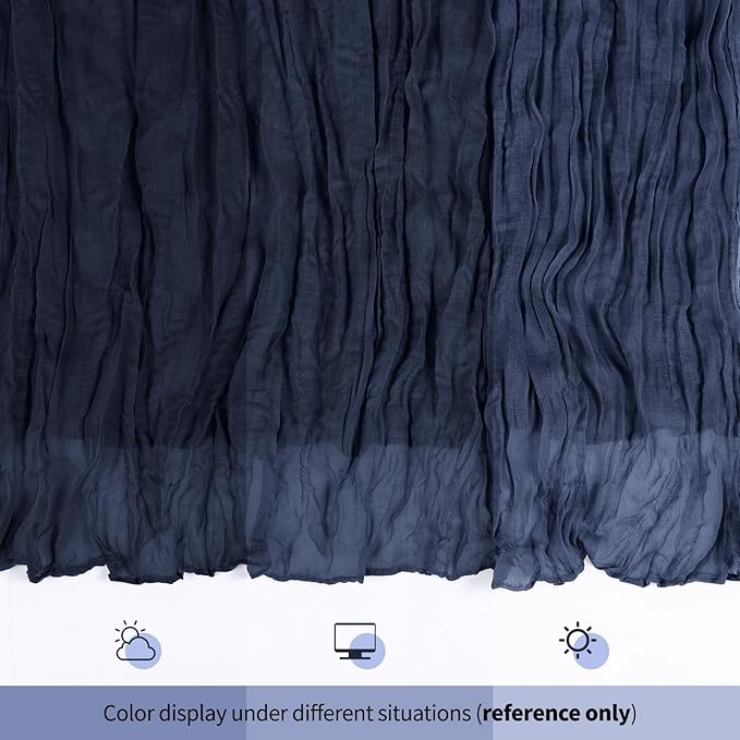6 Pack Navy Blue Cheesecloth Table Runner 17x108 Inch Semi Sheer Boho Gauze Cheese Cloth Fabric Table Runners, for Wedding Party Baby Shower Birthday Home Decor Garden Farmhouse