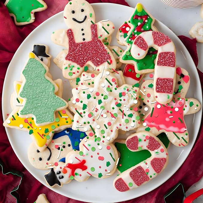 Christmas Sprinkles Green Christmas Tree Sprinkles Sanding Gugar Red Green White Jimmies Mix Holiday Cake Sprinkle Confetti Quin Mix Crystral for Cake Baking Ice Cream Cookies Cupcake Topper 6.7 Oz