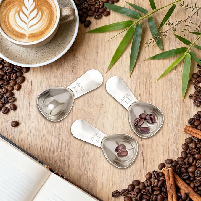 3pcs Stainless Steel Coffee Scoop Set, 15ml Tablespoon Measuring Spoons for Coffee, Tea, Sugar, Spices - Short Handle Design, Durable & Rust-Free