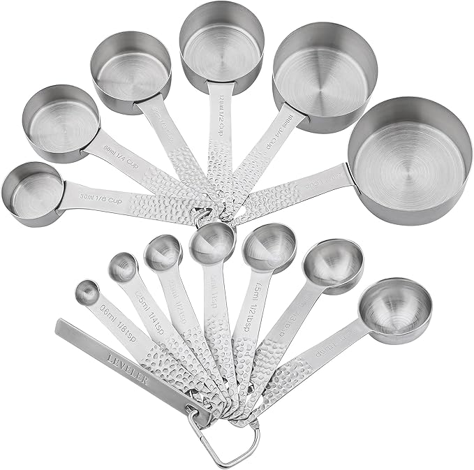 Smithcraft Measuring Cups and Spoons Set of 14, 18/8 Stainless Steel Measuring Cups Spoons Set, 6 Measure Cups and 7 Measure Spoons with Leveler