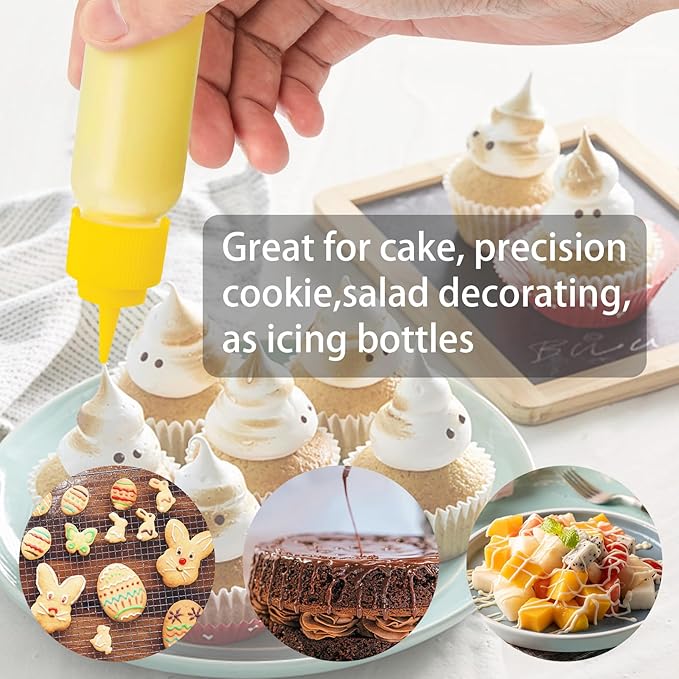 10pcs Squeeze Writer Bottles 30ml/60ml Plastic Icing Bottles Small Easy Squeeze Bottle 1 And 2 Ounce For Cakes Cookie Decorating, Food Coloring, Food DIY & Ice Cream Decoration