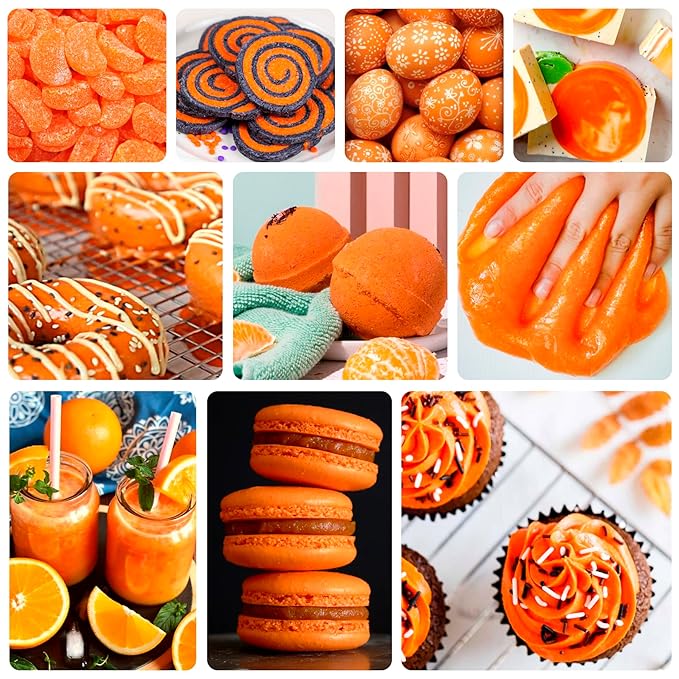 Food Coloring - Vibrant Liquid Icing Food Coloring Set for Baking, Cake Decorating, Easter Egg, Airbrush - Tasteless Food Color Dye for Fondant, Slime, DIY Crafts - 5.5 Fl.oz / 160ml Each (Orange)