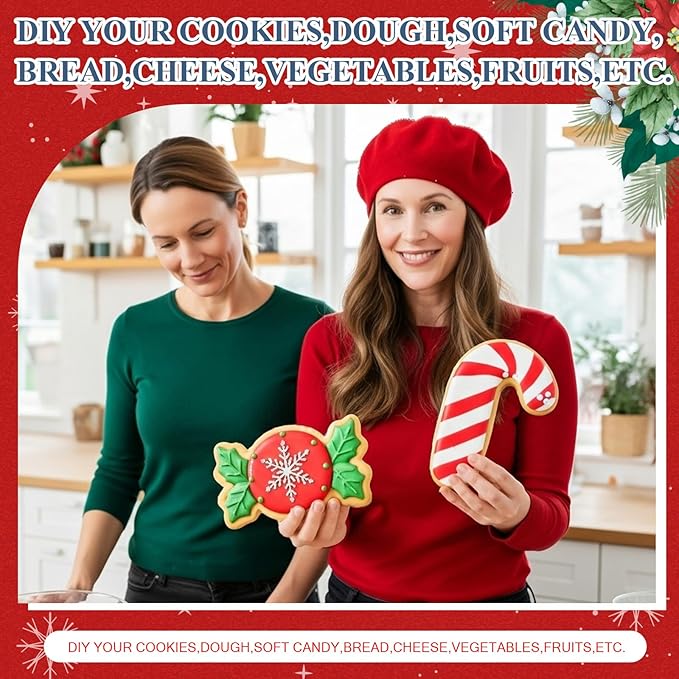 2 Pcs Large Christmas Cookie Cutters 8" Extra Large Cane and Candy Stainless Steel Giant Cookie Cutter for Holiday Baking