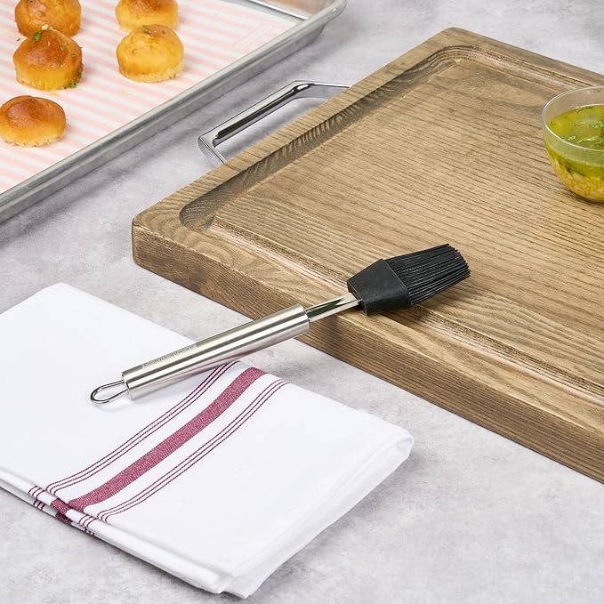 Restaurantware-German Standard Pastry Brushes, 6 Heat-Tolerant Basting Brushes - Dishwashable, Durable, Black Silicone Pastry Brush With Stainless Steel Handle, For Baking, Grilling, or Glazing