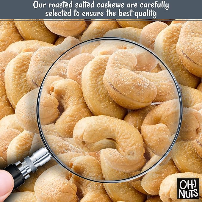 Oh! Nuts Cashews Roasted Salted - 1 lb - Oven Dry Roasted Cashews - Packed in New York Zip-Seal Bag for Exceptional Freshness