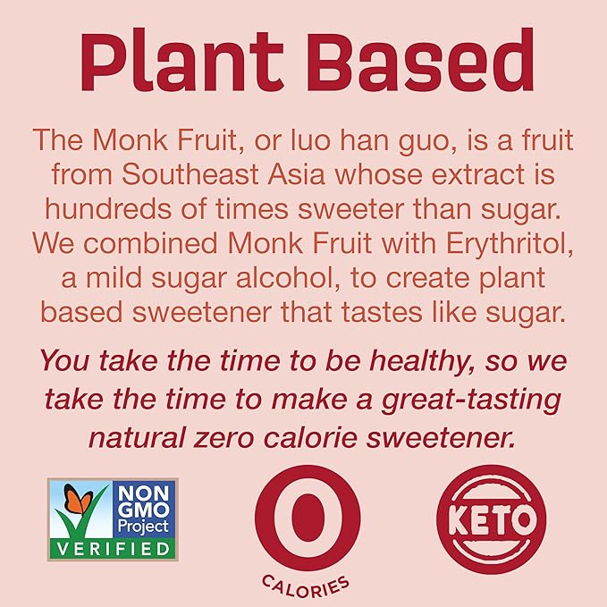 Splenda Monk Fruit Zero Calorie Plant Based Granulated Sweetener, 1 Pound Resealable Bag
