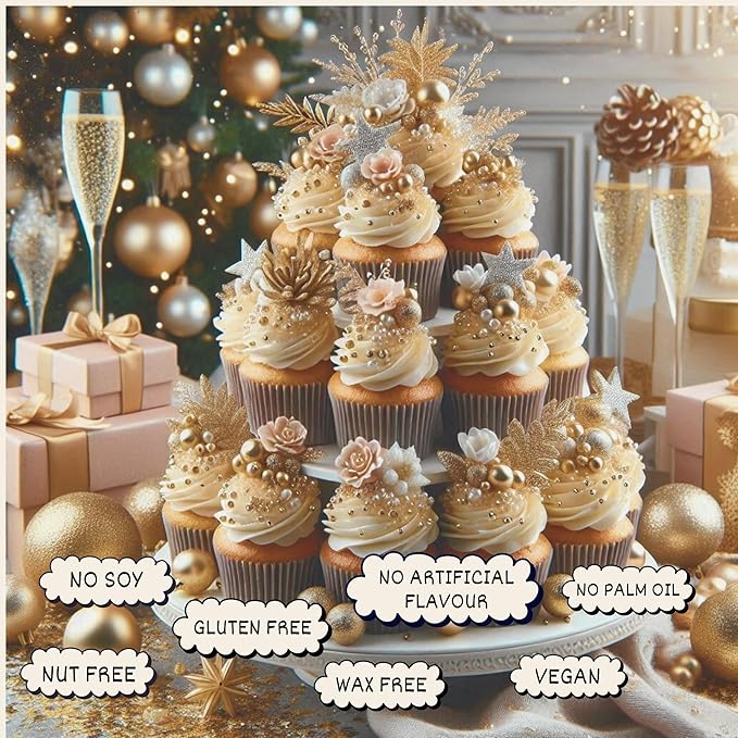 Confect Sprinkles -Love Disco Balls Gold Sprinkles – Metallic Gold Edible Pearls for Cake & Cupcake Decorating – Vegan, Gluten-Free, Nut-Free, Soy-Free, Dairy-Free, Palm Oil-Free - 4.2 Oz