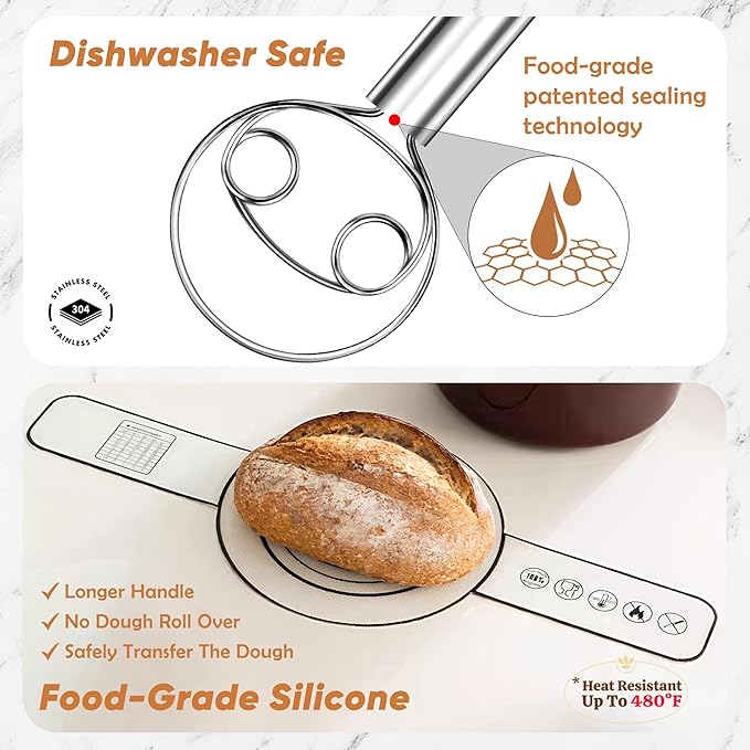 Complete Sourdough Starter Kit - 24 PCS 𝗣𝗥𝗘𝗠𝗜𝗨𝗠 Sourdough Bread Baking Supplies for Modern Kitchen, 9" Round Banneton Bread Proofing Baskets Making Tools for Beginners & HomeBakers