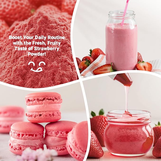 Viccoky Organic Freeze Dried Strawberry Powder 3oz | Natural | No Additives | Non GMO | Strawberry Flavoring for Baking, Drinks, Smoothies and Cooking