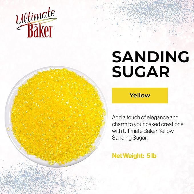 Ultimate Baker - Sanding Sugar, Yellow - Vibrant, Naturally Colored Baking & Decorating Sugar, Perfect for Sprinkling on Cakes, Desserts & Ice Cream, Medium Crystal - 80oz