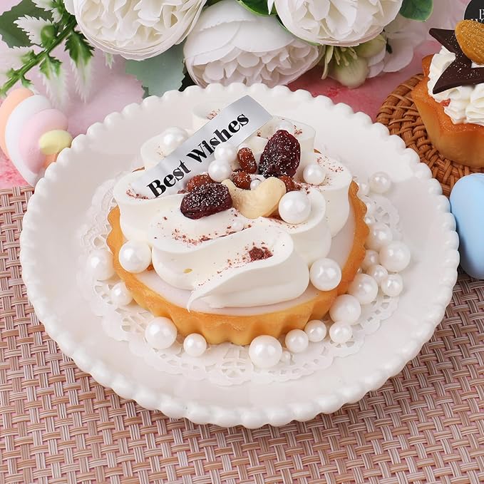 White Pearl Sprinkles for Cake Decorating, 4 Sizes Sugar 130g/4.6oz, Cupcake, Ice Cream, Donuts, Macaron Toppings Supplies (2mm, 4mm, 7mm, 1cm)
