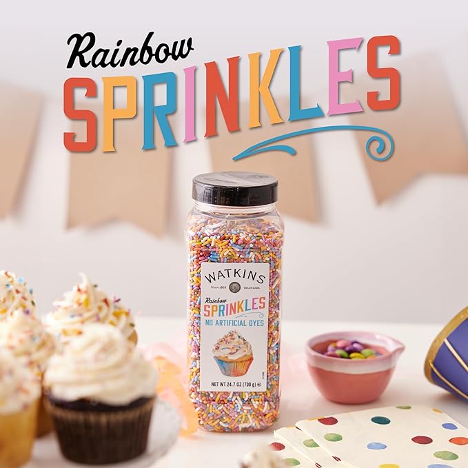 Watkins Rainbow Decorating Sprinkles, No Artificial Dyes, Perfect for Ice Cream and More, 24.7oz