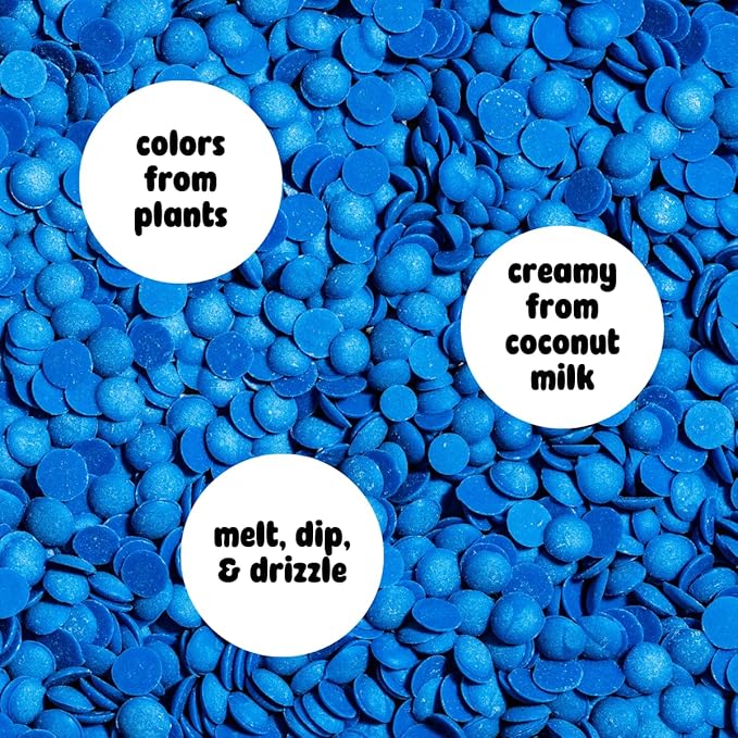 Supernatural Dye-Free Melting Morsels - Vegan, Organic, Kosher, Plant-Based, No Artificial Colors, Blue, 6oz - Perfect for Baking & Decorating
