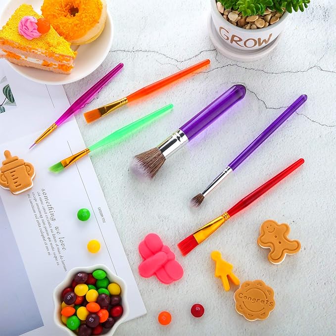 11 Piece Cake Baking Brush Set - Food Paint Brushes, Fondant Flower Cookie Scriber Needles, Sugar Stir Needles, Cake Decoration Supplies