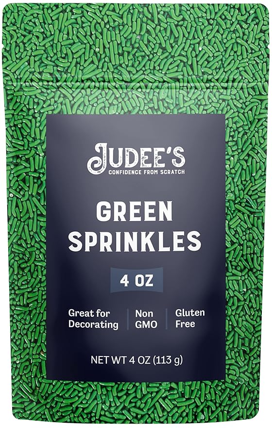 Judee's Gluten Free Green Sprinkles - Green Gluten Free Sprinkles - No-Dye Toppers for Cake Decorating - Edible Cake Decoration for Cookies & Ice Cream - 4 Oz