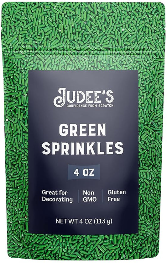 Judee's Gluten Free Green Sprinkles - Green Gluten Free Sprinkles - No-Dye Toppers for Cake Decorating - Edible Cake Decoration for Cookies & Ice Cream - 4 Oz