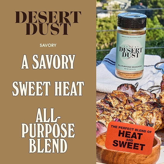 Desert Dust Savory Seasoning – Organic Date Sugar Gourmet Blend | Smoky, Sweet & Low-Glycemic | All-Purpose Rub for Chicken, Fish, Veggies & More | Gluten-Free, No MSG, No Brown Sugar (24oz)
