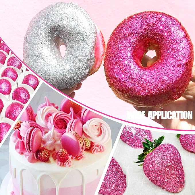 Edible Glitter Spray - 22g Edible Luster Dust Metallic Food Grade Glitter for Drinks, Cake Decorating, Baking - Edible Food Coloring Powder Shimmer Glitter for Cocktail, Icing, Candy (Pink)