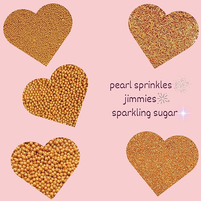 Confect Gold Sprinkles – Assorted 5-Pack for Cake & Cupcake Decoration, Golden Dragees, Jimmies & Sparkling Sugar for Christmas & Birthday Parties | Vegan, Gluten-Free, Nut-Free, Soy-Free, Dairy-Free, Palm Oil-Free -5 Oz