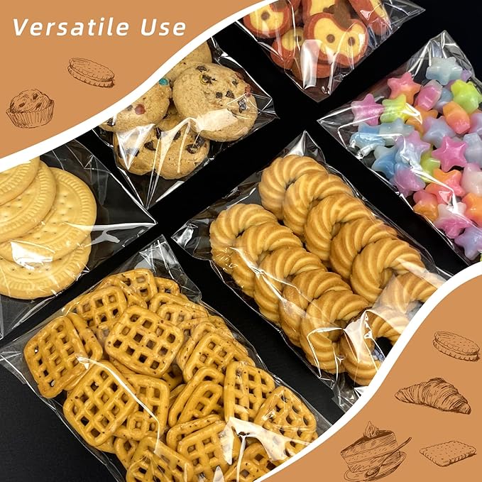 4x6 Inch Cookie Bags, 120 Pcs Clear Self Sealing Cellophane Treat Bags for Candy, Jewelry, Gift Wrapping, Party Favors, Crafts, Cookie Wrappers Self Adhesive