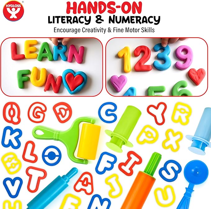 49 Pcs Dough Tools Set – Dough Cutters + Numbers & Alphabet Cutters Set – Educational Modeling Clay Tools – Preschool Toys & Toddler Activities – Arts & Crafts for Kids Ages 3-5