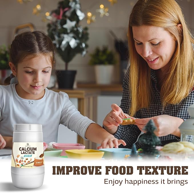 Calcium Lactate Powder 6oz - Pure Food-Grade Calcium Lactate, Non-GMO Food Stabilizer for Baking, Cooking, Neutralize Acidity, Bulking Agent, Breads, Pastries, Ice Cream, Jellies, Dairy Products