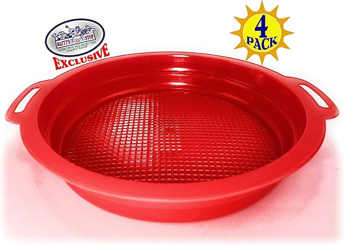 Matty's Toy Stop Sand Sifter Sieves for Sand & Beach (Red, Blue, Yellow & Green) Complete Gift Set Bundle - 4 Pack (8.75'' x 9.75")