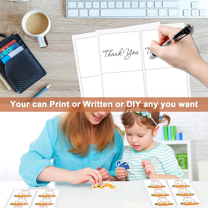 3 1/3" x 4" (25 Sheets) Address Labels, Labels Sticker Paper for Laser/Ink Jet Printer, Printable and Writable White Sticker Labels- Matte, 6 per Page Labels (Total 150 Labels)