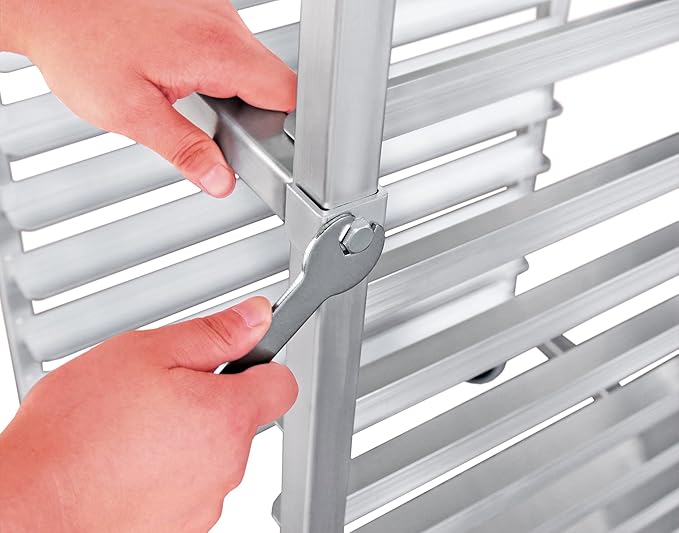 New Star Foodservice 36527 Commercial-Grade Aluminum 20-Tier Sheet Pan/Bun Pan Rack, 26" L x 20" W x 69" H with Brake Wheels Silver
