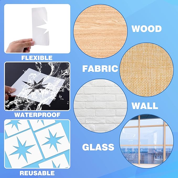 Star Template - 8 Reusable Pentagram Stencils for Painting & Drawing