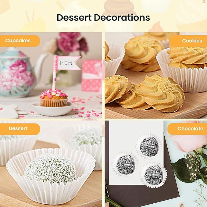 NUOMI 1 Inch Paper Muffin Liners Super Mini Baking Cups Cupcake Liners 1000 Pcs Treat Cups for Weddings, Birthday, Baby Shower, White