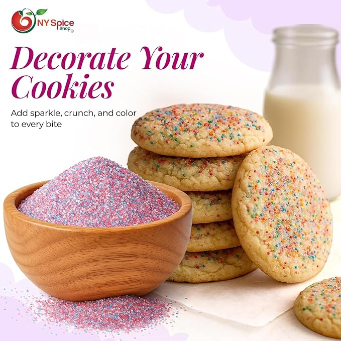 NY Spice Shop Rainbow Sanding Sugar - 8 Ounce Sweet Colorful Edible Sprinkles For Candy Dish - Sugar Sprinkles For Cake Decorating Cookies Basket & Dishes