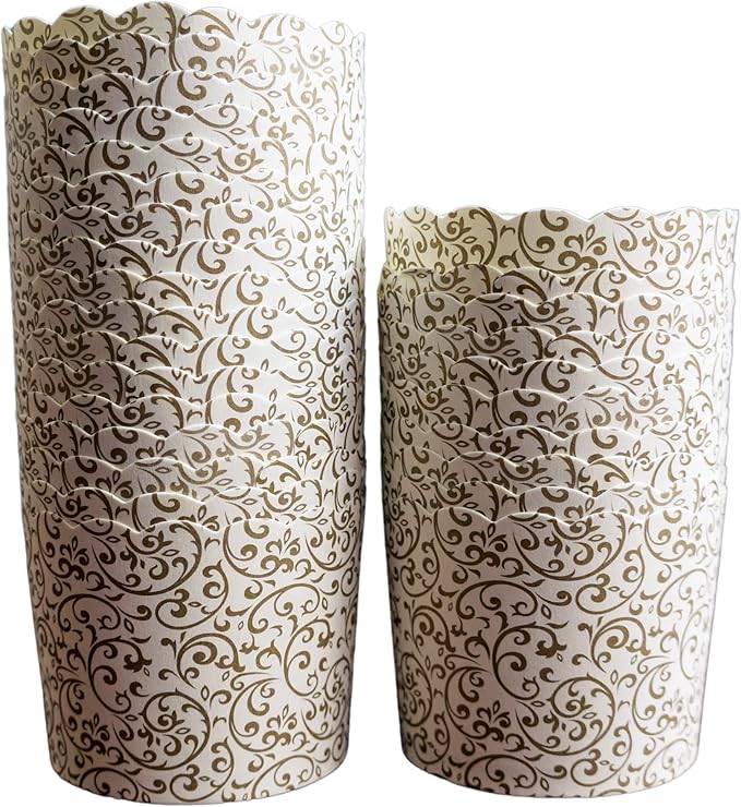 50-Pack Paper Baking Cups, Greaseproof Disposable Cupcake Muffin Liners (Large, Gold Scroll)