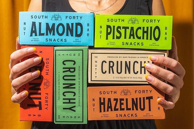 South 40 Snacks Crunchy Cashew Bar, Just 4 Ingredients, Touch of Honey (40g Bar, Pack of 12)