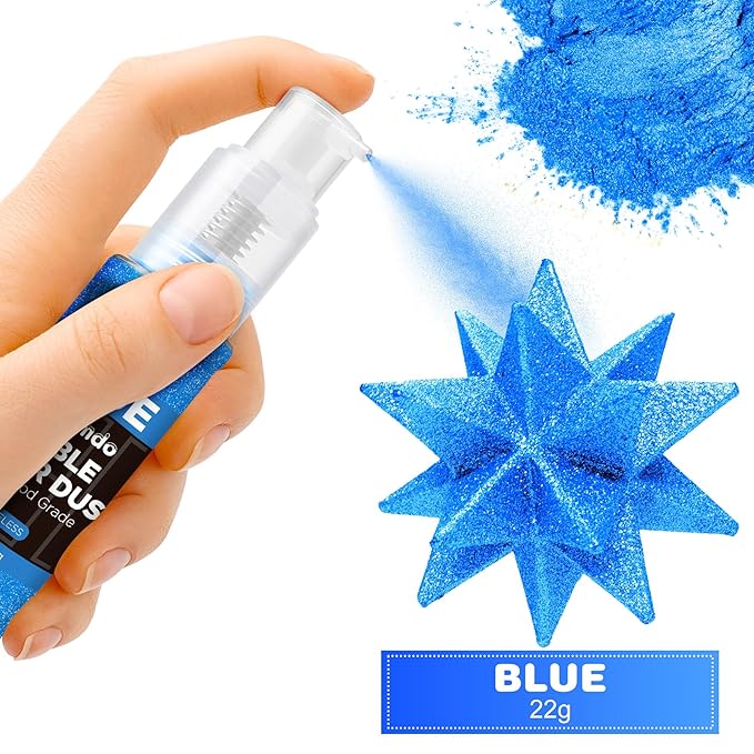 Edible Glitter Spray 22g (Blue) - Metallic Food Coloring Powder, Food-Grade Glitter, Metallic Shimmer Edible Color Powder - Flash Powder for Beverages, Cocktail, Cake Decorating, Baking, Icing, Candy