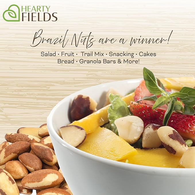 Hearty Fields - Raw Brazil Nuts Unsalted, No Shell, Whole, (32 Oz - 2 LB) Wholesome In Nature - Hearty In Nurture Healthy Protein Food Snack, Food Assortments
