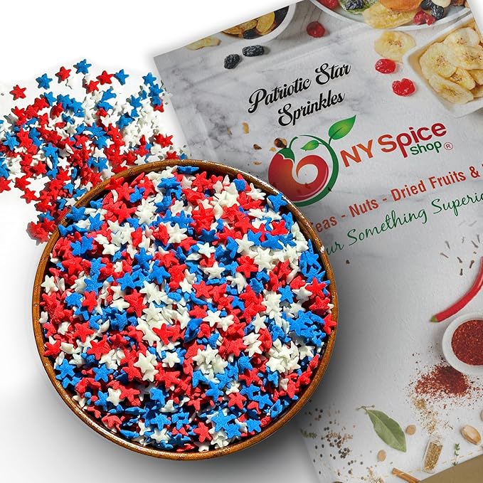 NY Spice Shop Sprinkles (1 Pound, Patriotic Star Sprinkles)