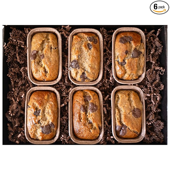 Gourmet Banana Bread by Sweetness Central, Baked Fresh for Each Order, Made with Belgian Chocolate Chips, The Perfect Valentines Day Gifts for Her, Individually Wrapped to Arrive Soft & Moist, 6 Pack