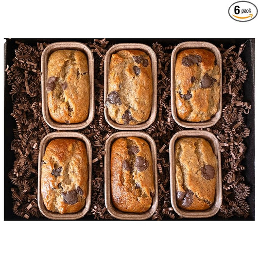 Gourmet Banana Bread by Sweetness Central, Baked Fresh for Each Order, Made with Belgian Chocolate Chips, The Perfect Valentines Day Gifts for Her, Individually Wrapped to Arrive Soft & Moist, 6 Pack