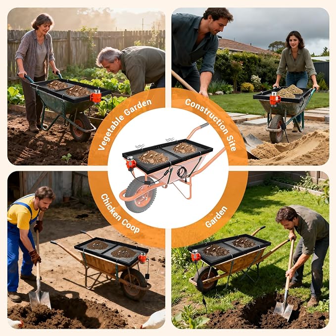 CAROD Soil Sifter with 30W Vibration Motor, Garden Metal Sifter for Rocks with Switch, Automatic 39" x 19.5" Large Compost Screen Sieve for Sand, Rocks - Idea for Most Wheelbarrow Carts (Not Included)