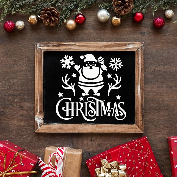 80 Pcs 6 x 6 Inch Christmas Stencils for Painting on Wood, Reusable Merry Christmas Ornament Snowflakes Holiday Stencils DIY Craft Template Set for Wall Rock Home Decor