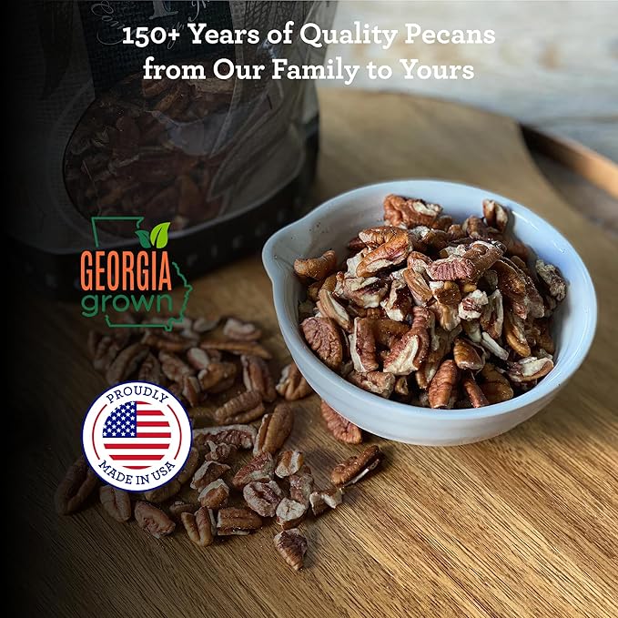 HUDSON PECAN COMPANY | Fresh Fancy Georgia Pecans Pieces | Local, Rich & Flavorful, Kosher Certified | Ideal for Baking, Cooking, Desserts, Salads & Snacking, 12 oz Resealable Pouch