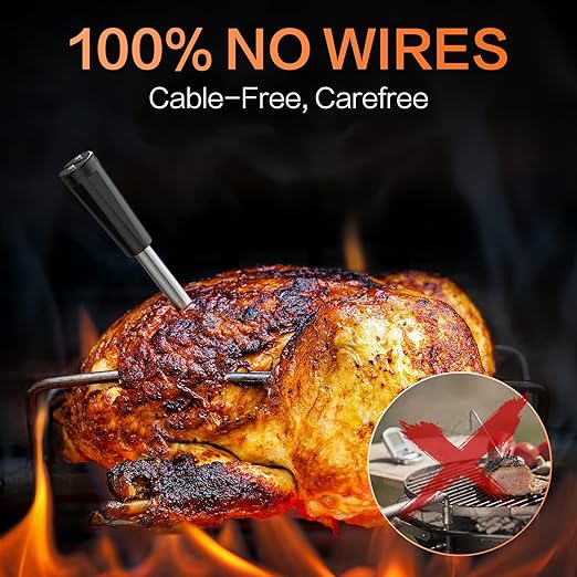 Wireless Meat Thermometer for Grilling and Smoking, eboboin Grill Thermometer Smart with 165 Ft Range for Cooking, BBQ, Oven, Smoker, Air Fryer, Stove, Rotisserie, Sous Vide at Home Kitchen Outdoor