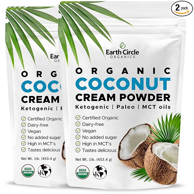 Organic Coconut Milk Powder | Vegan Keto Coconut Creamer, Dairy-Free, Gluten-Free, No Added Sugar, High in MCTs, Antioxidants, & Iron | For Smoothies, Baking, & Cooking (1 Pound, Pack of 2)