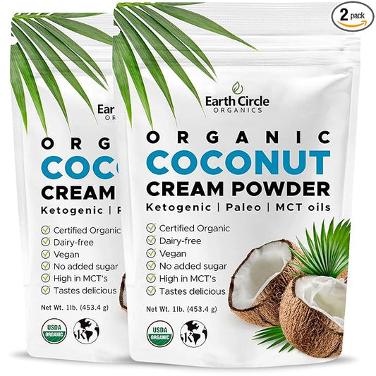 Organic Coconut Milk Powder | Vegan Keto Coconut Creamer, Dairy-Free, Gluten-Free, No Added Sugar, High in MCTs, Antioxidants, & Iron | For Smoothies, Baking, & Cooking (1 Pound, Pack of 2)