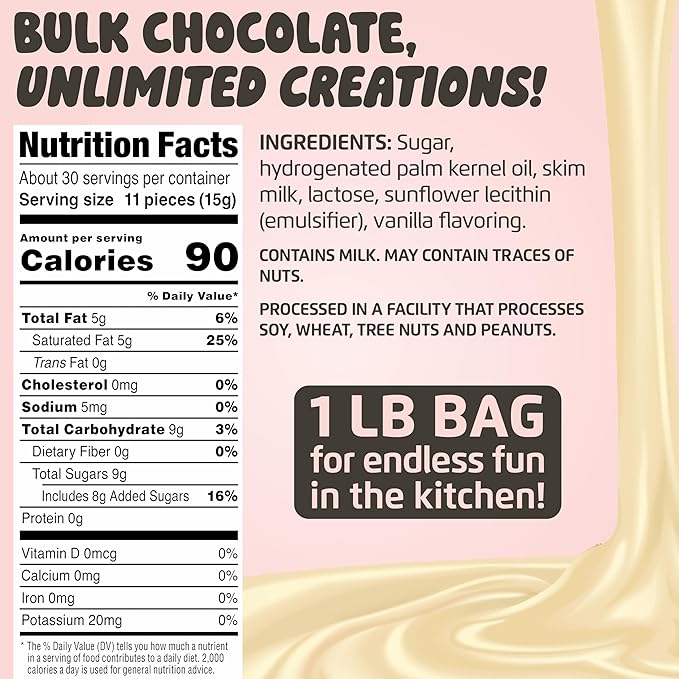 Chocolate Works Melting Chocolate Parent (1.0 lb (Pack of 5), White Chocolate)