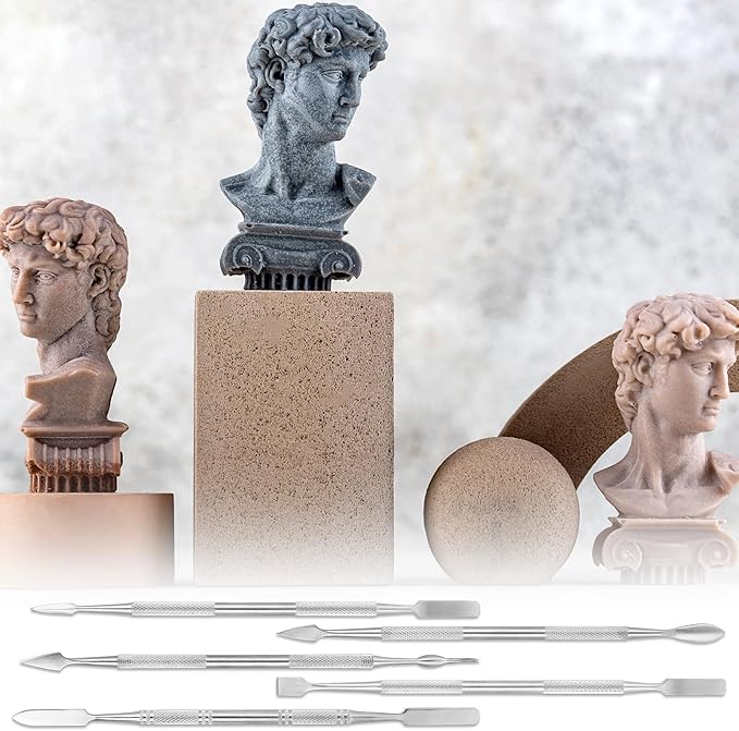 Clay Sculpting Tools, 5 PCS Stainless Steel Pottery Spatula Wax Carving Tools Set Double-Ended Polymer Clay Tools Kit for Modeling, Embossing, Sculpting and Shaping Miniatures