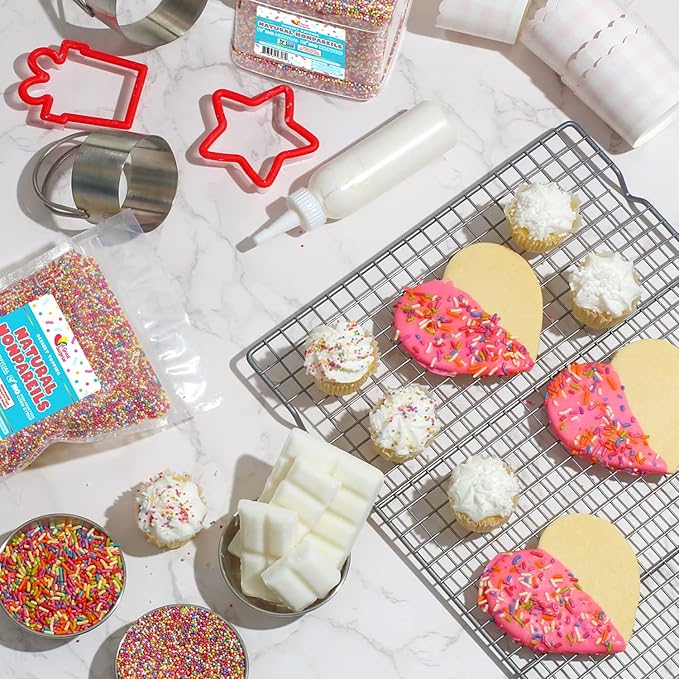 A Great Surprise Dye-Free Rainbow Sprinkles – 1.6 Pounds - Natural Vegan Baking Toppings with No Artificial Dyes or Flavors – Non-GMO Jimmies for Cookies, Cakes, Ice Cream & Cupcakes