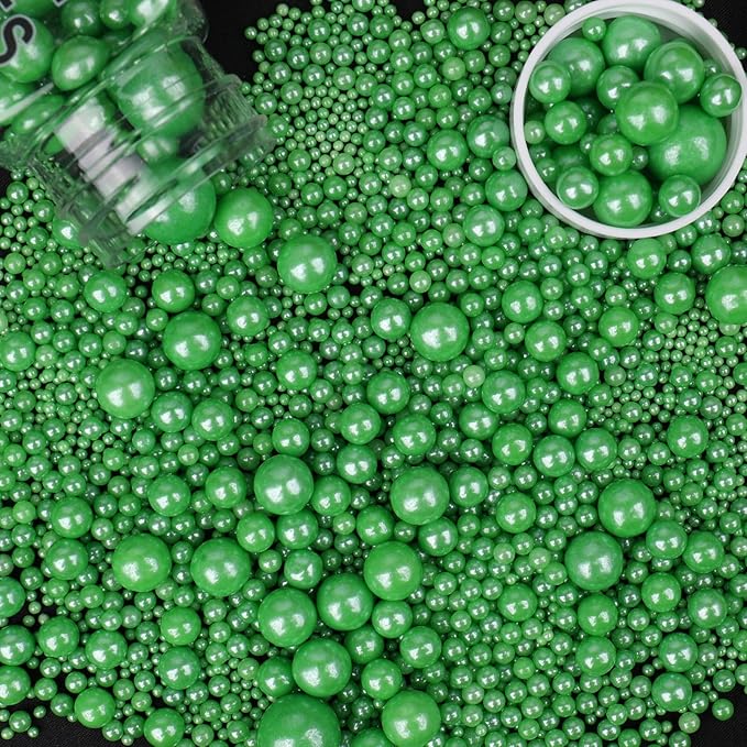 Sprinkles for Cake Decorating, 4.6oz Emerald Pearl Sprinkles Mix for Ice Cream, Cupcake, Baking, Cookies, Cake Toppings